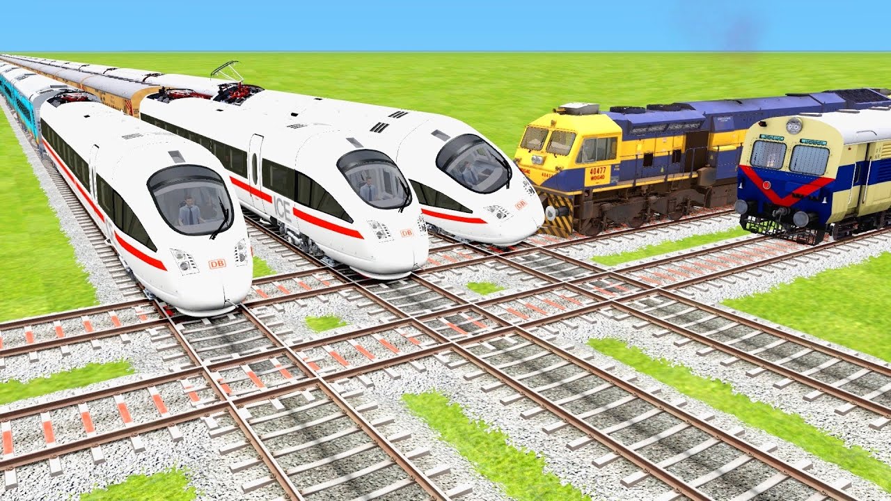 150Km. HIGH SPEED TRAINS FULL POWER HITS THE THREE BULLET TRAINS AT DIAMOND CROSSING🔺Train Simulator