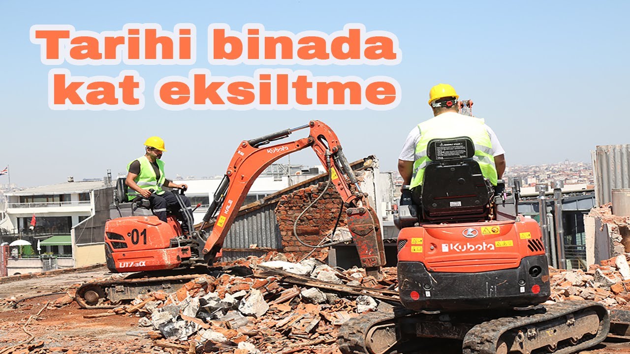 Tarihi binada mini ekskavatörlerle kat eksiltme