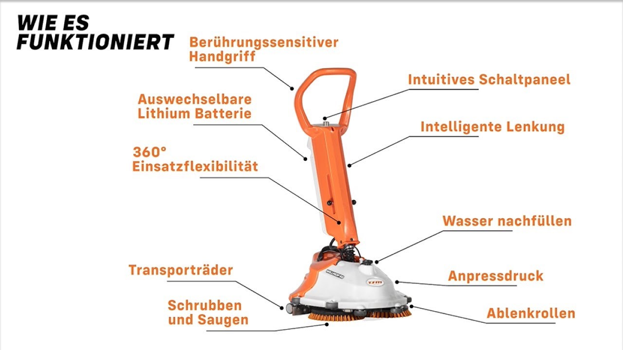 WILLMOP 50: Video-Benutzerhandbuch – Aufrechte Scheuersaugmaschine