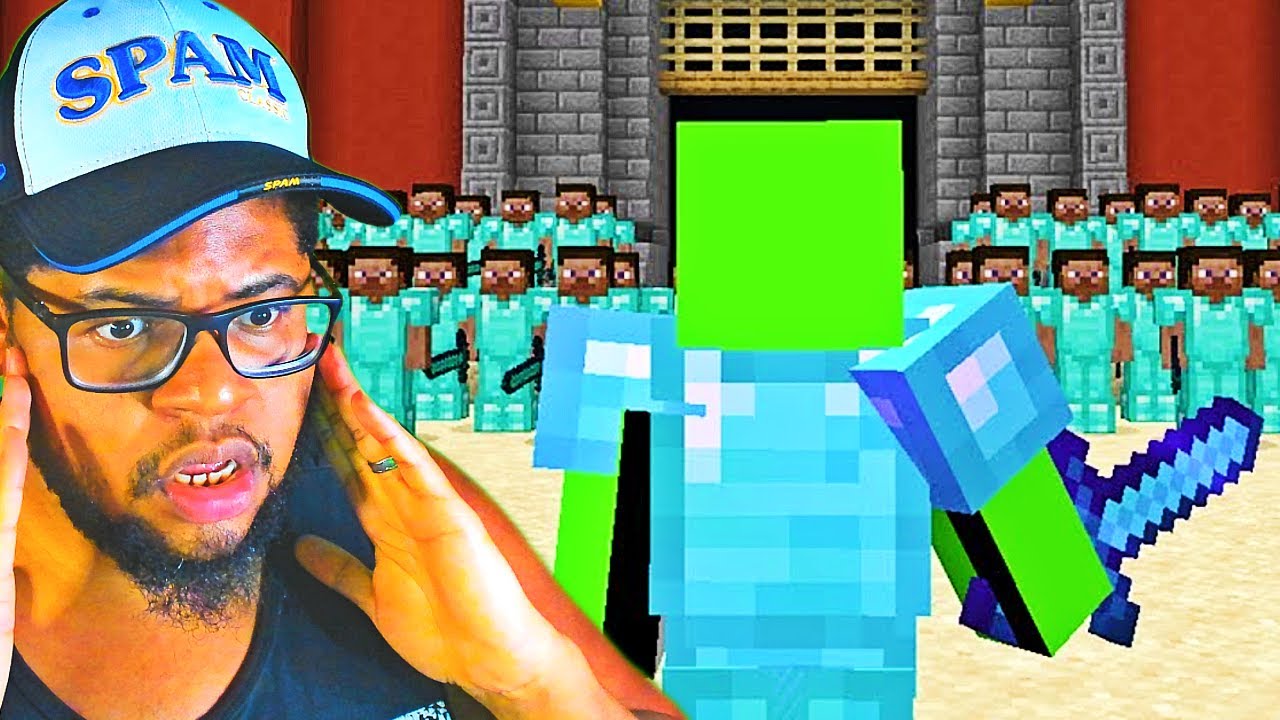 Наблюдаю за сражением Dream против 100 игроков Minecraft!