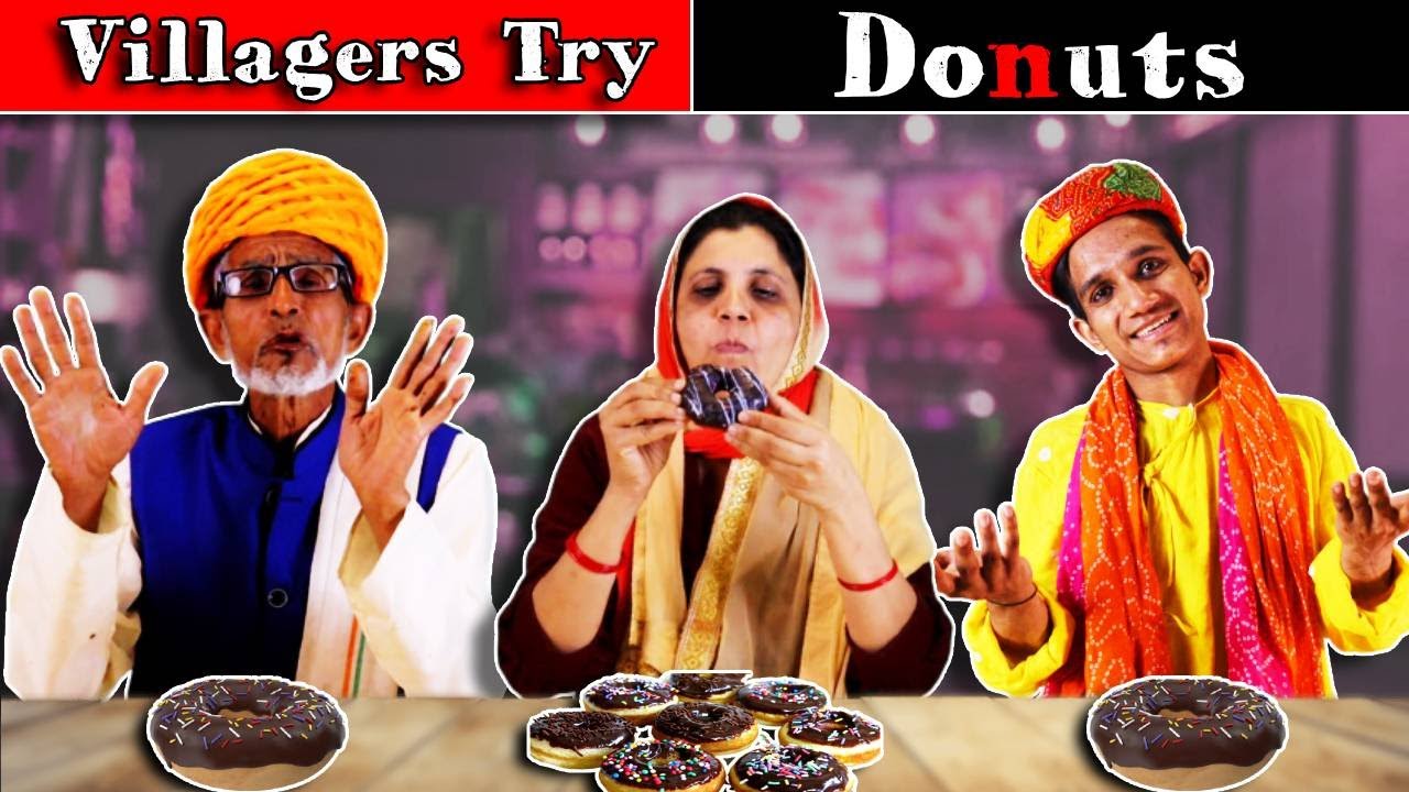 Villagers Try Donuts First Time ! Tribal People Try Donuts