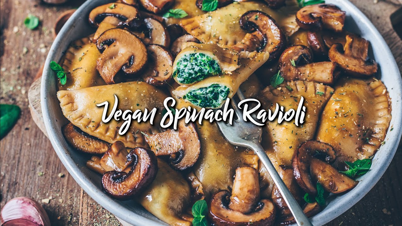 Spinach Ravioli with Mushrooms (vegan) * Recipe