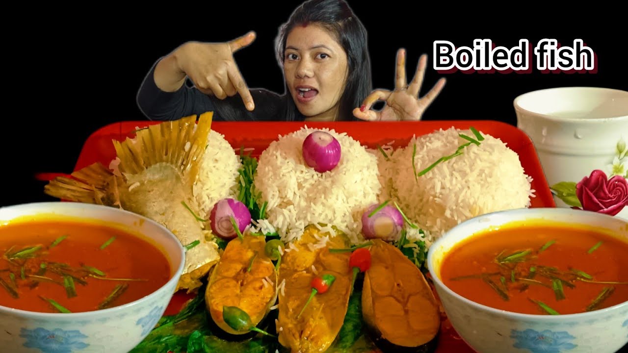 BOILED FISH CURRY WITH RICE MUKBANG 