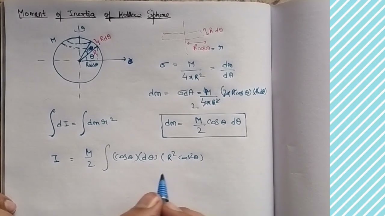 Moment of Inertia of Hollow Sphere( for the axis passing through centre)