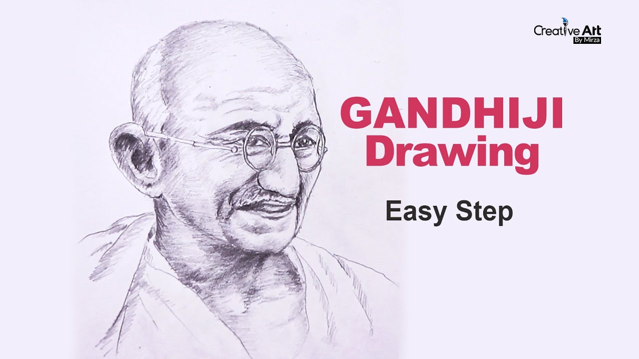 How to draw Mahatma Gandhi step by step very | Easy techniques Gandhiji portrait drawing