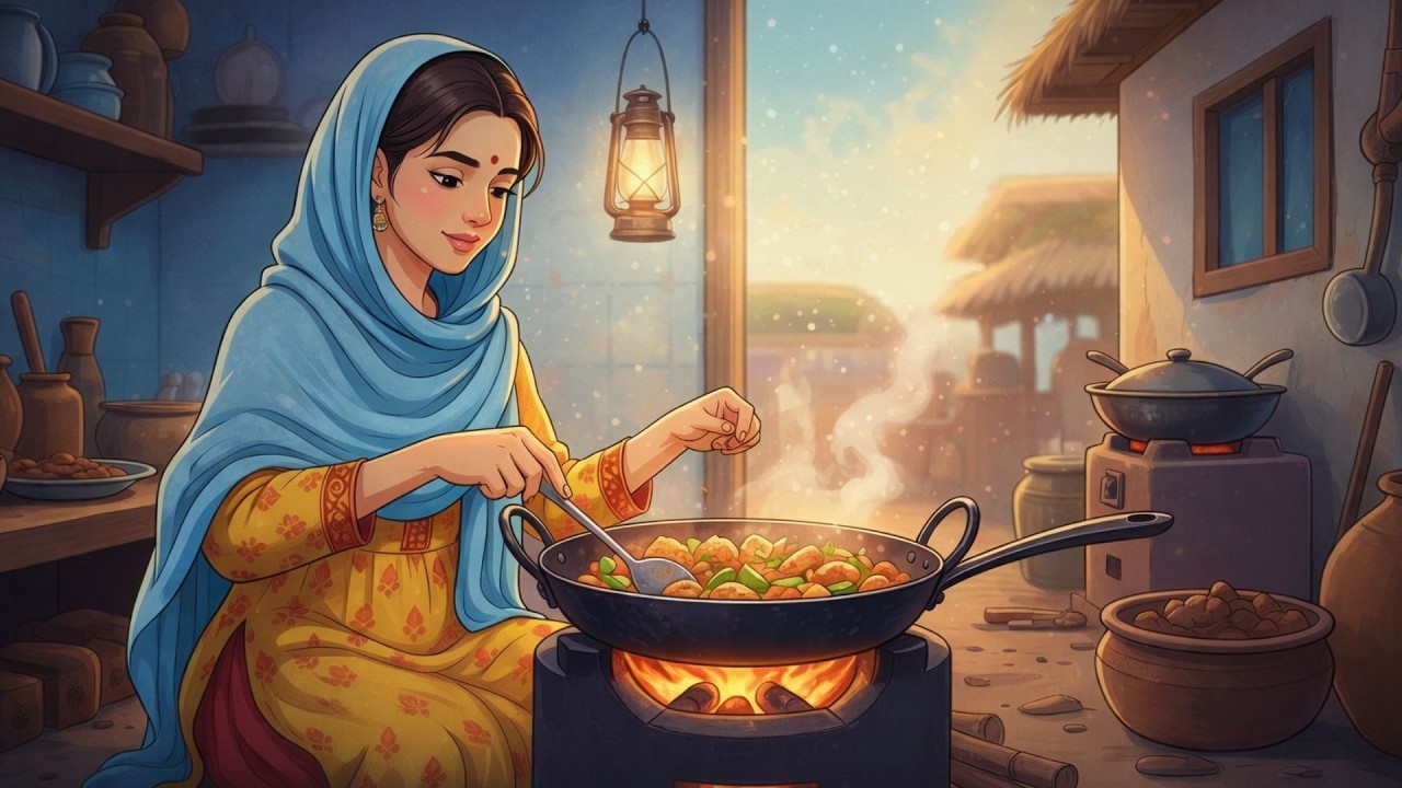 Peaceful Firelight Mud House Kitchen 🌿🔥| Ghibli Style Cozy Village Cooking |