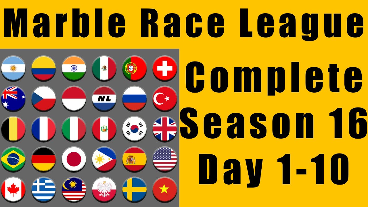 Marble Race League Season 16 Complete Race Day 1-10 in Algodoo / Marble Race King