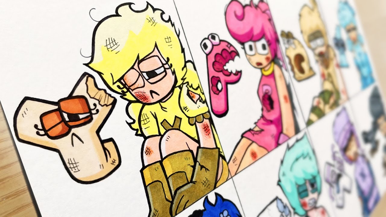 [Drawing] Alphabet Lore but they got beaten up #2 / Alphabet Lore Real Life