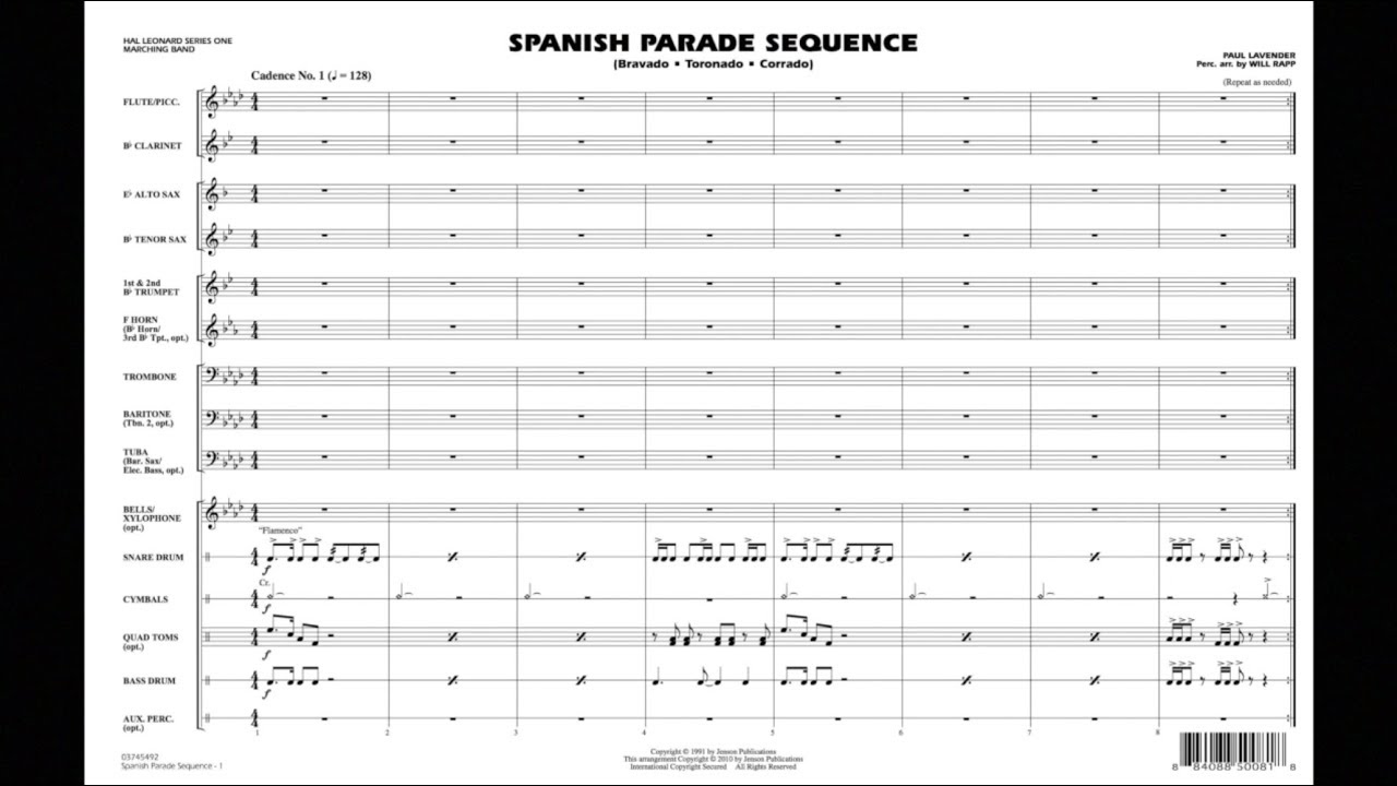 Spanish Parade Sequence arranged by Paul Lavender & Will Rapp