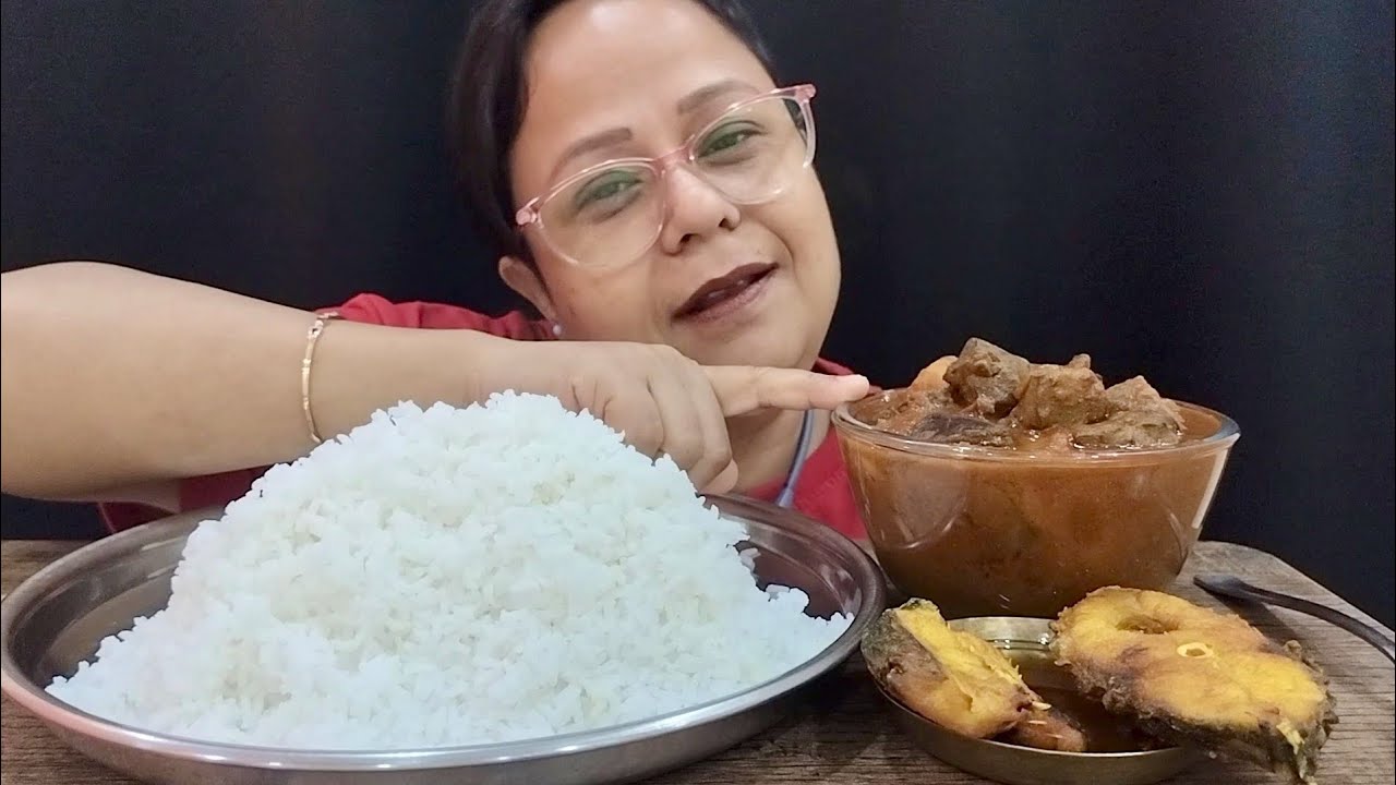Mutton liver curry and fish fry with huge rice