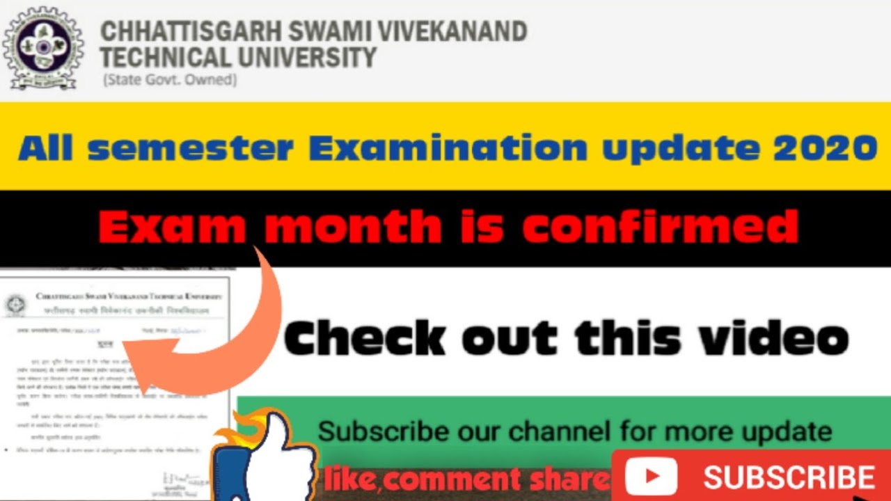 Csvtu bhilai students all semester courses Examination 2020 update notification #csvtubhilai #bhilai