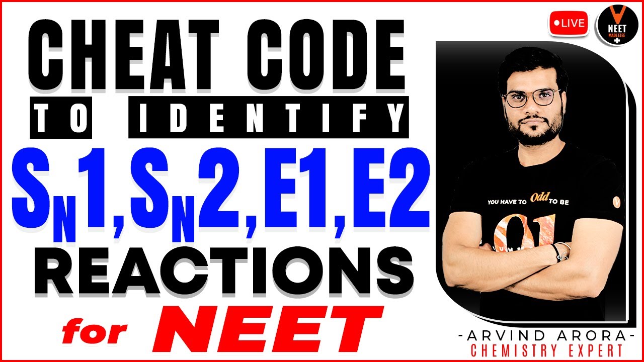 Tricks to identify SN1, SN2, E1 and E2 Reactions | NEET Chemistry Cheat Codes #10 | Arvind sir