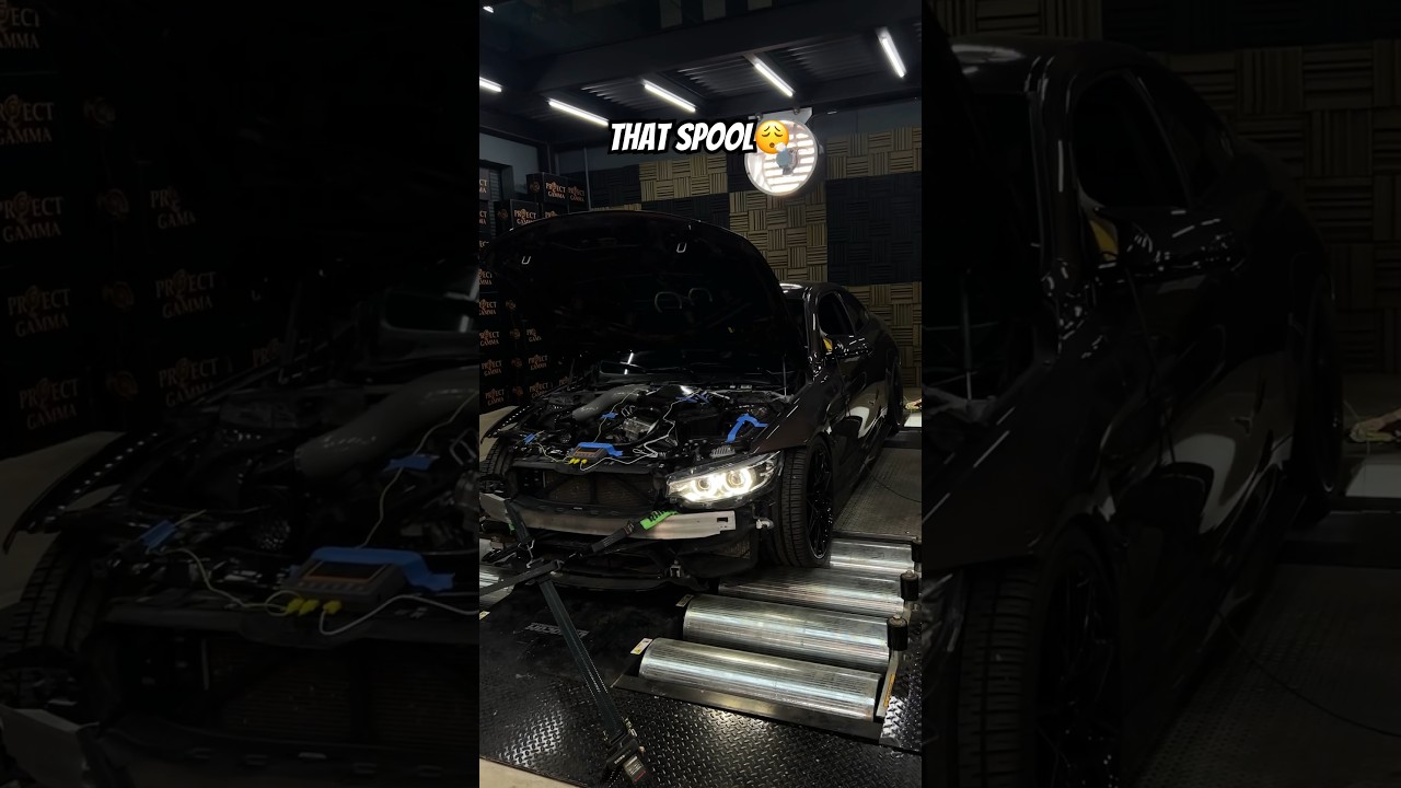 BIG SINGLE TURBO M4 SOUND😳 #projectgamma #bmw #m4 #bigturbo #spool #dyno #european