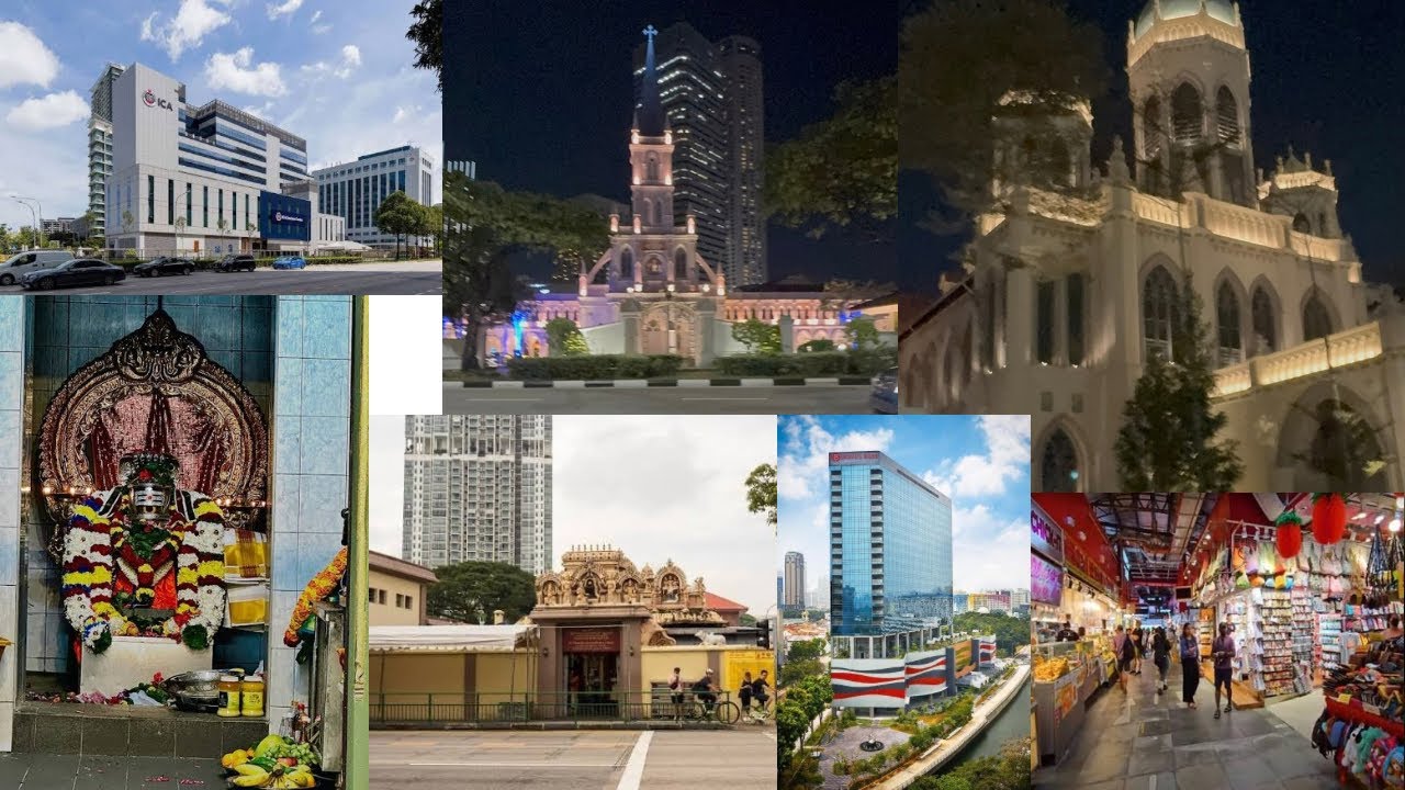 Singapore night time  City view #bugis #ica #hotelboss #Shiva Temple #church #night 