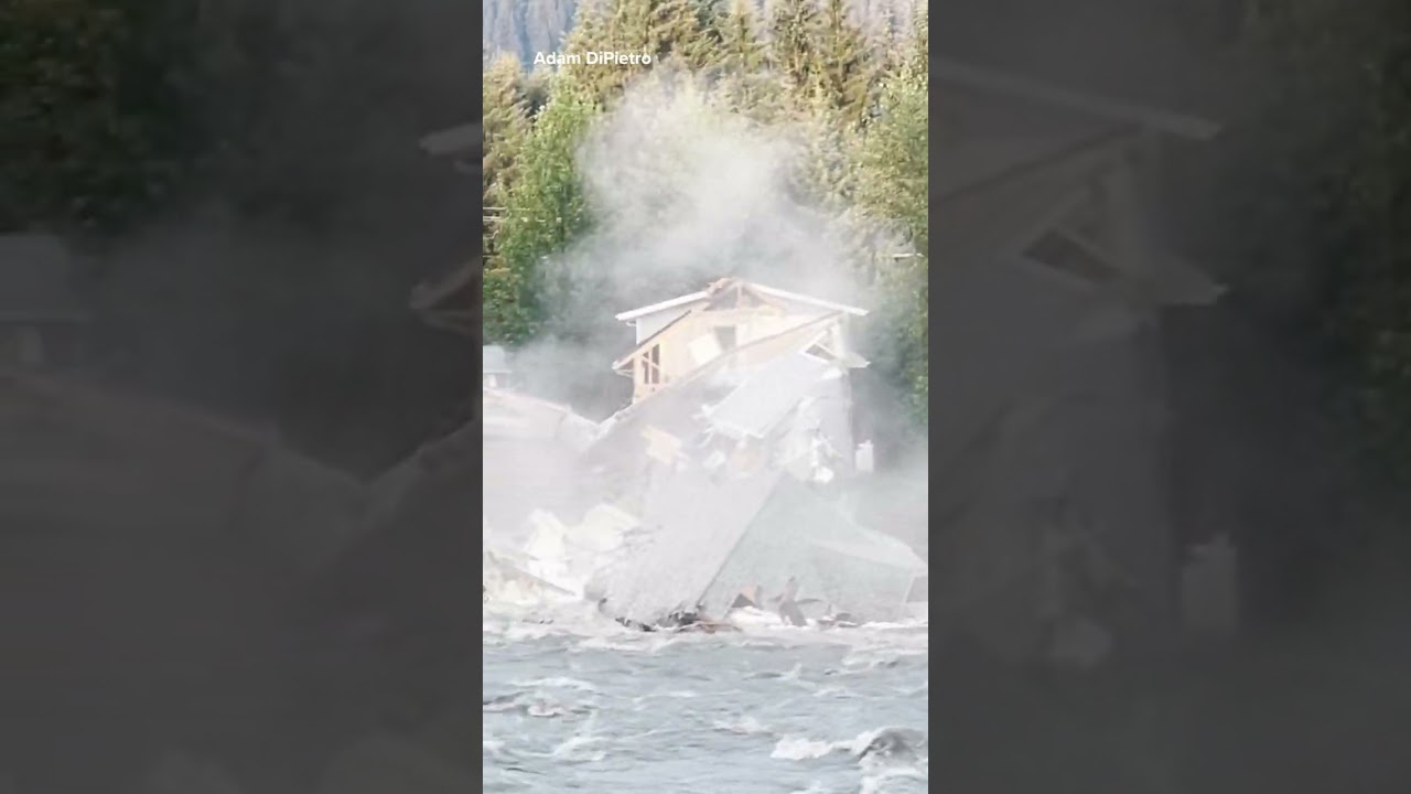 Home collapses into river during flood in Juneau, Alaska