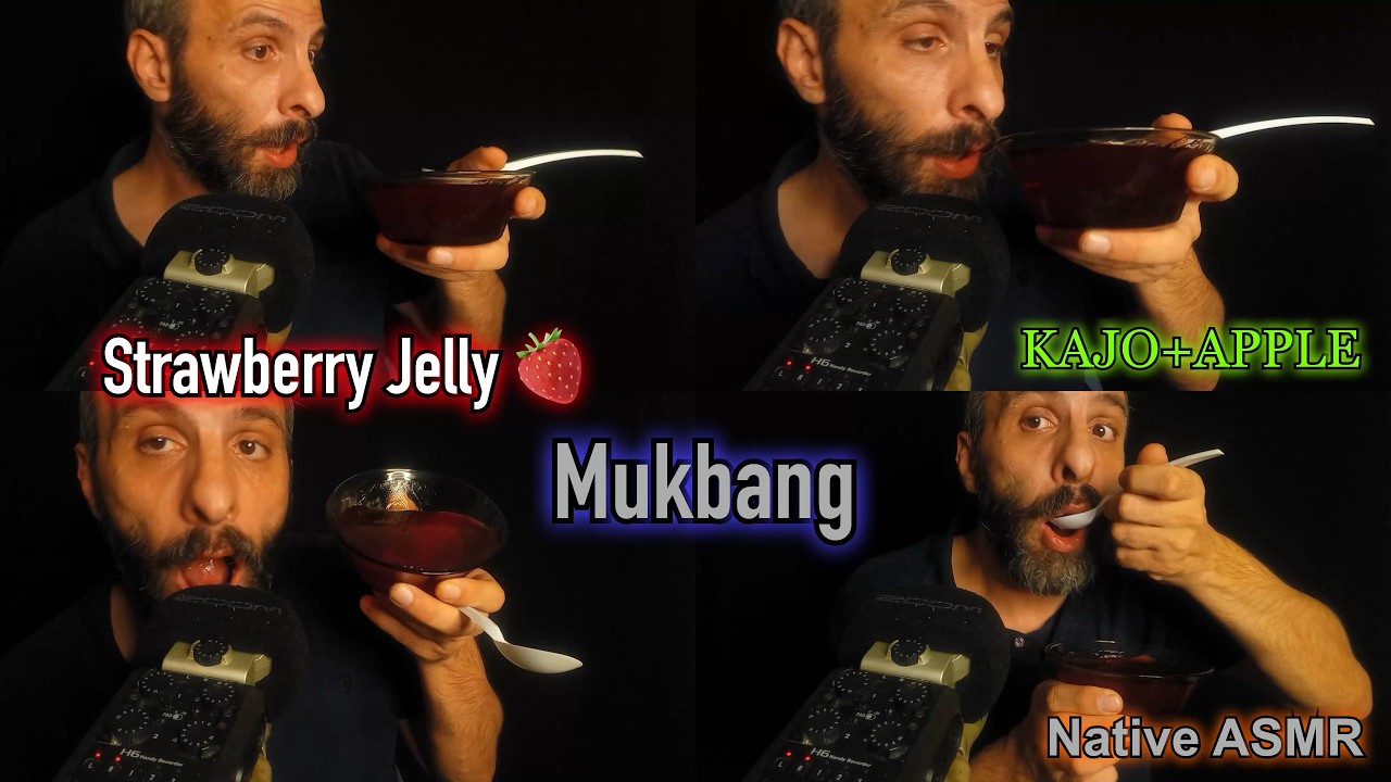 Türkçe mukbang asmr jöle+kaju+elma yeme sesleri