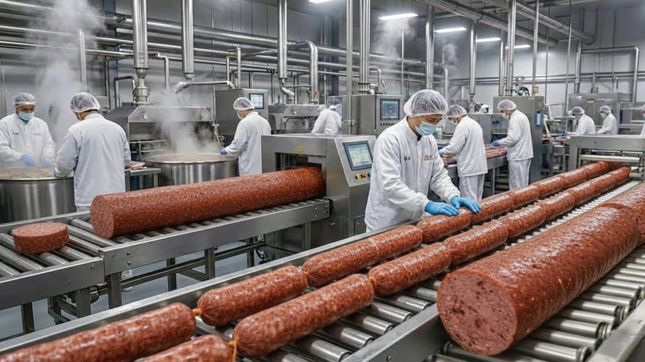 Inside a High-Tech Spicy Chicken Sausage Factory You&rsquo;ve Never Seen Before | Satisfying Food Process