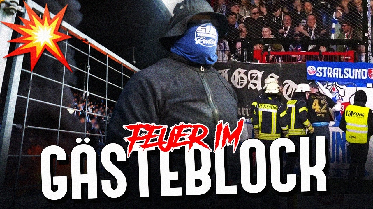 Hansa-Fans z&uuml;nden Feuer im G&auml;steblock! (Verl &ndash; Rostock)