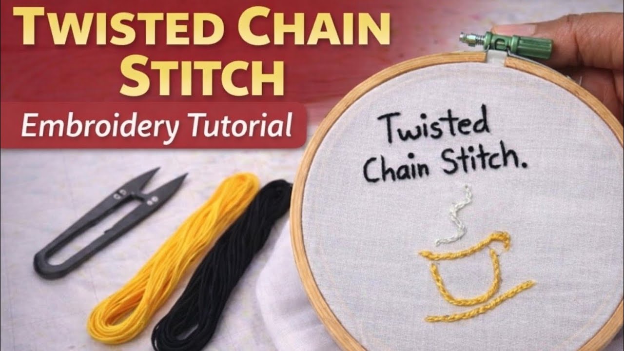 Twisted Chain Stitch Tutorial 14#embroideryforbeginners