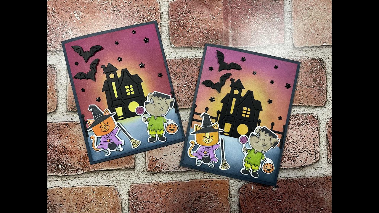 Spooky Halloween Trick or Treating Scene Card