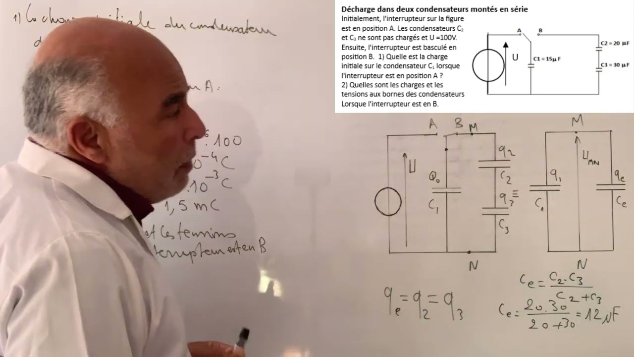 Décharge dans deux condensateurs en série