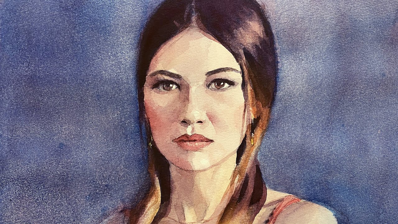 Портрет девушки акварелью
