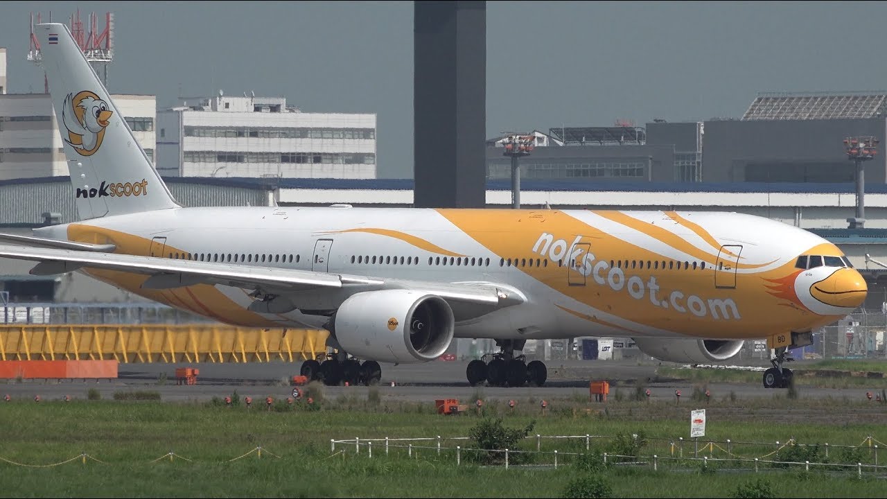 NokScoot Boeing 777-200ER HS-XBD Landing and Takeoff [NRT/RJAA]