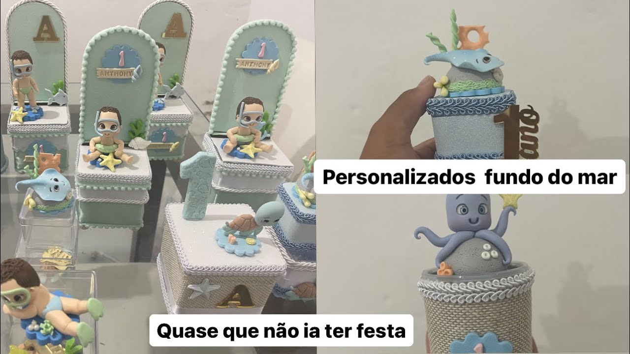 Personalizados fundo do mar | preparativos 1 aninho do teteu | festa de 1 ano fundo do mar