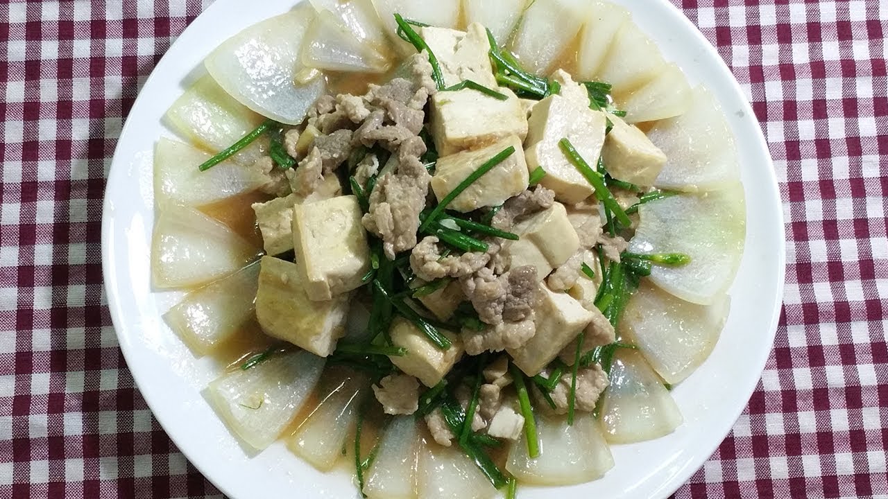 how to cook fry pork with tofu and chines chives