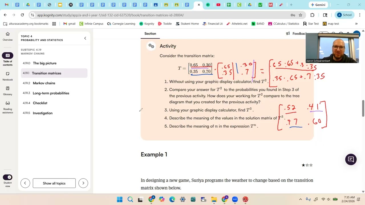 A & I 4.19.0-4.19.1 Markov Chains and Transition Matrices