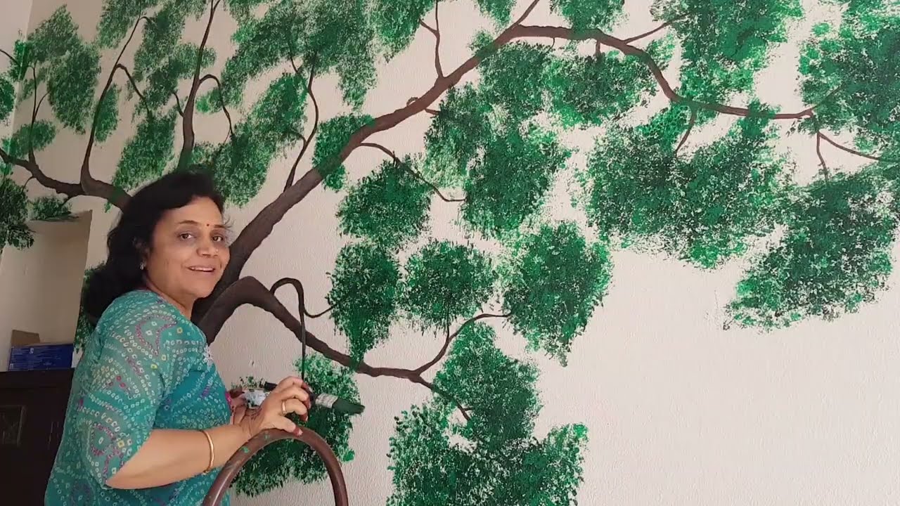 How to paint  natural tree on wall, Painting by Babita Keshan