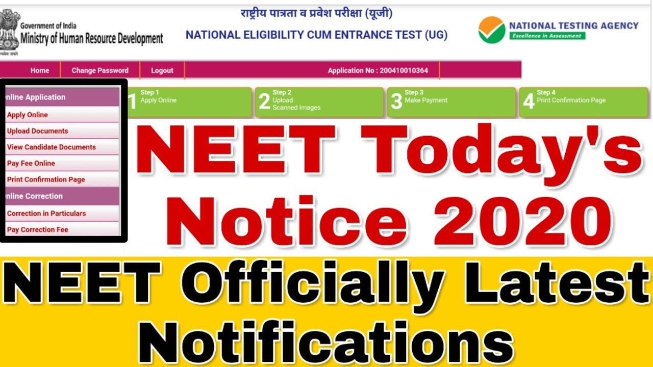 NEET Officially Latest Notification 2020||NTA Latest Notification|NEET Application Form|