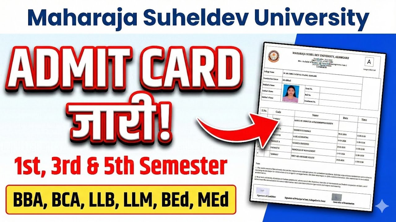 MSDSU Admit Card 2026 || BBA BCA LLB LLM BEd MEd || अभी डाउनलोड करें मोबाइल से || 1st 3rd 5th Sem ||