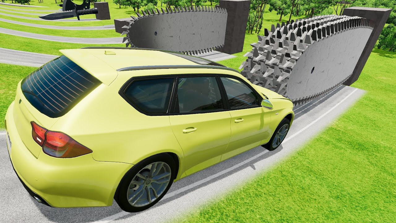 Car vs knife Blade sword Car crashes BeamNG Drive