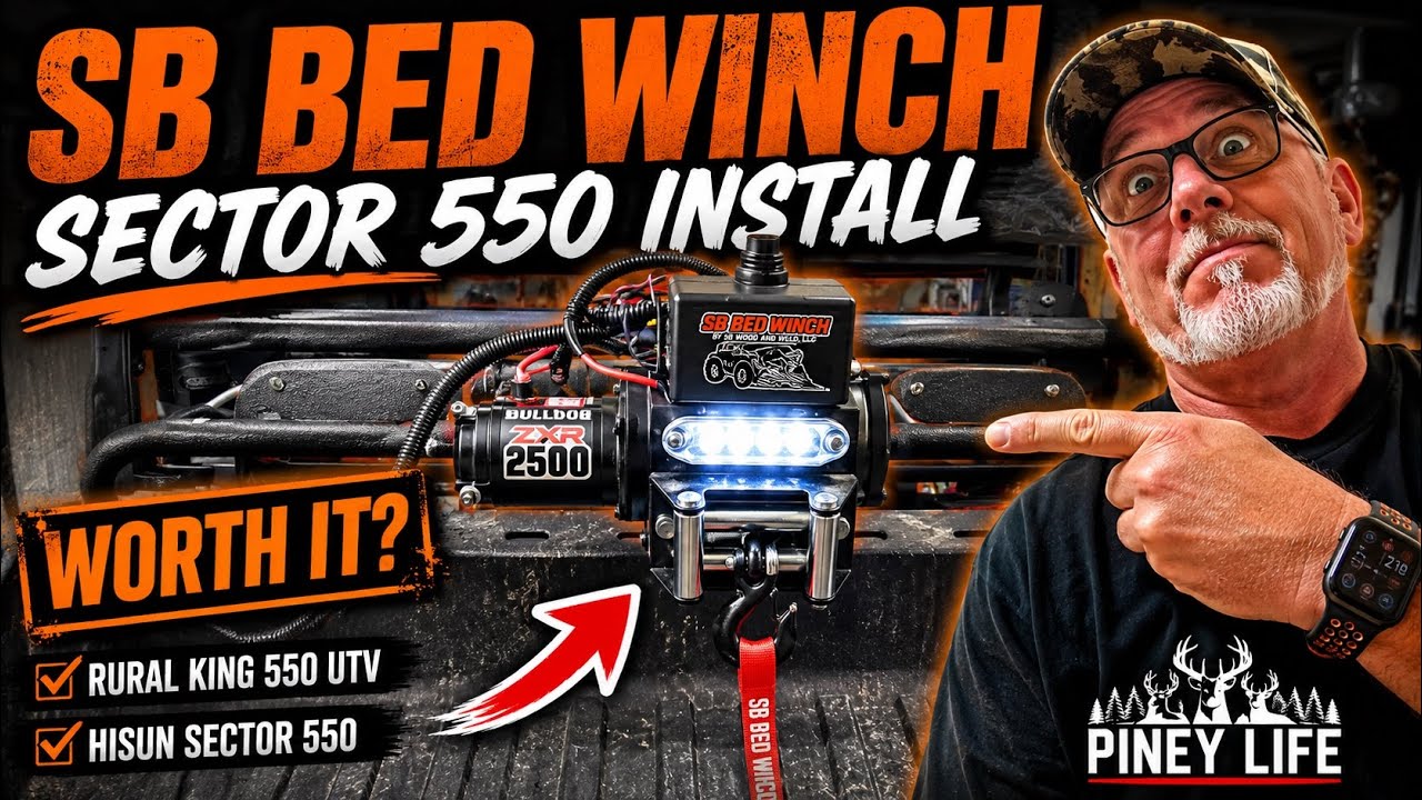 Rural king performance 550 utv/Hisun 550 utv bed winch install. Sb wood and weld bed winch's