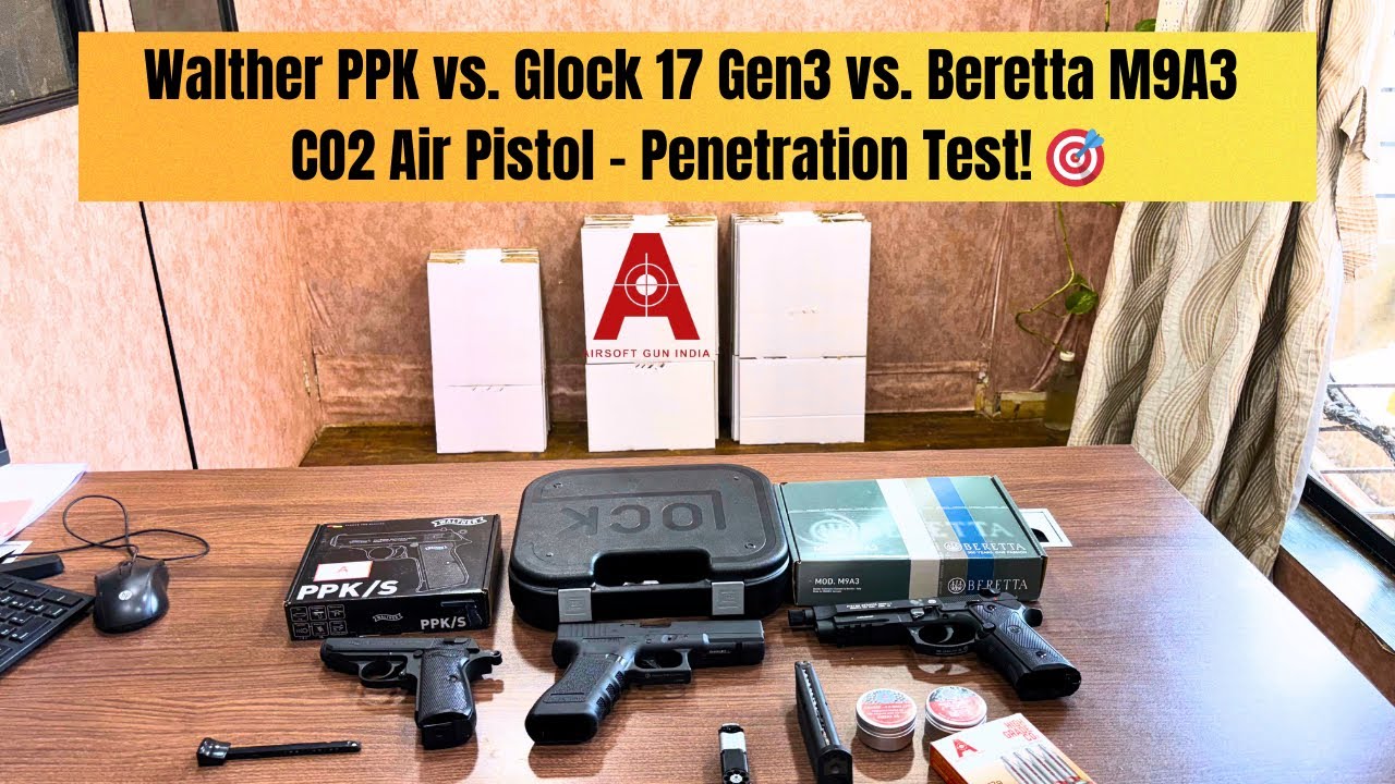 Walther PPK vs. Glock 17 Gen3 vs. Beretta M9A3 CO2 Air Pistol – Penetration Test! 🎯