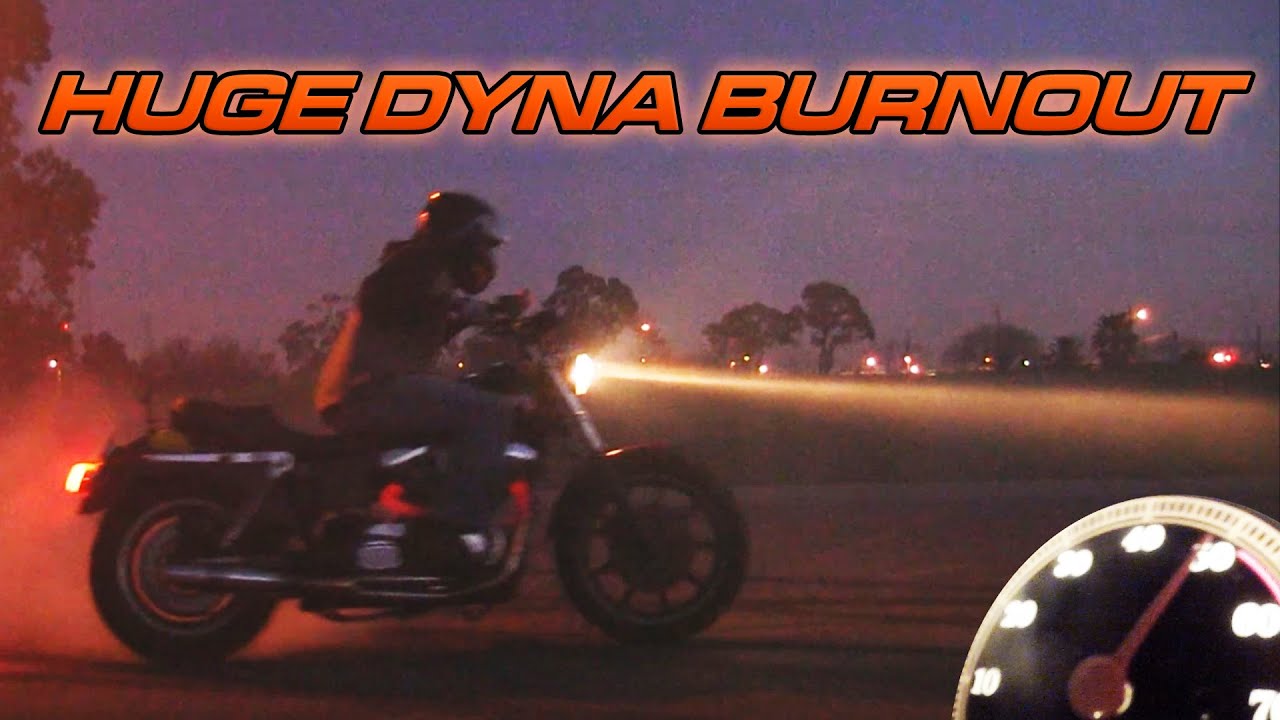 Huge Harley Dyna Burnout & Donuts