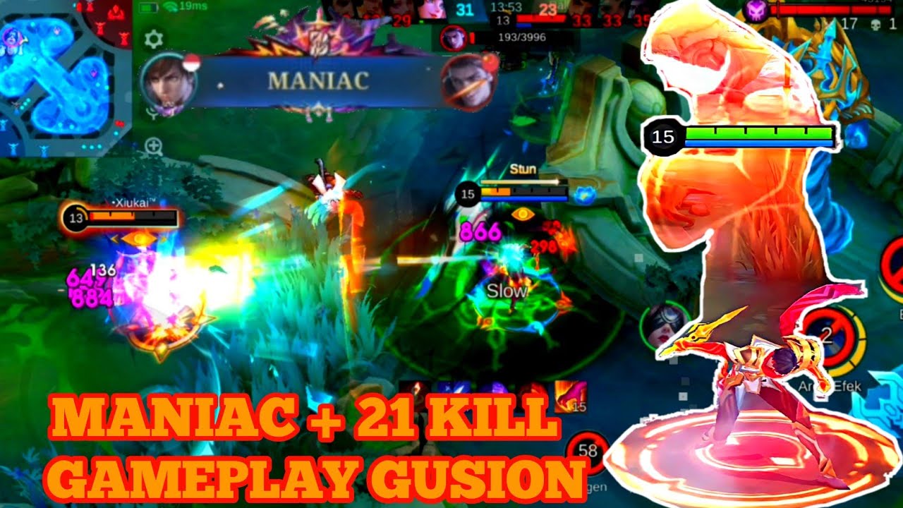GUSION MANIAC + 21 KILL🔥🔥FAST HAND TAP TAP GAMEPLAY GUSION MOBILE LEGEND BANG BANG