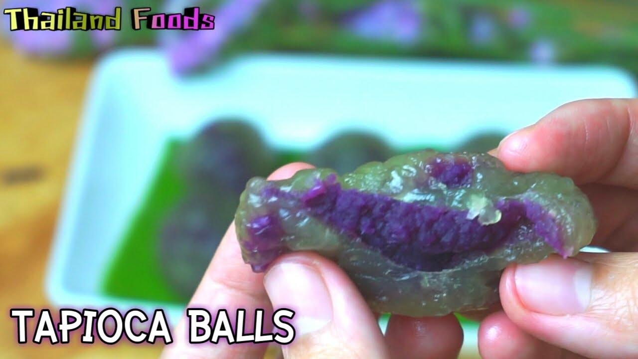 Thai Dessert | Purple sweet potato paste in Tapioca balls