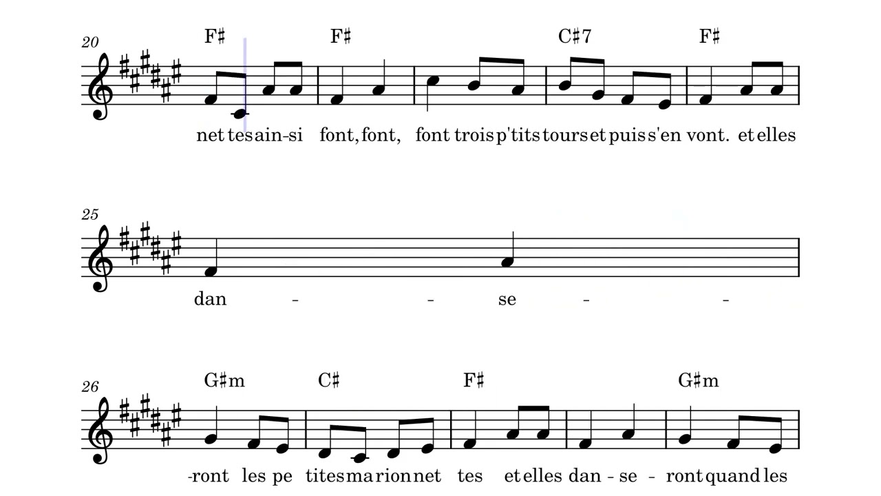 AINSI FONT, FONT, FONT – Partition comptines pour enfants