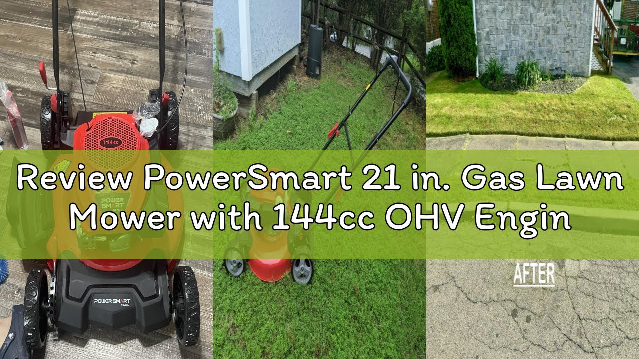 Review PowerSmart 21 in. Gas Lawn Mower with 144cc OHV Engine, 2-in-1 Push Mower with Mulching & Sid