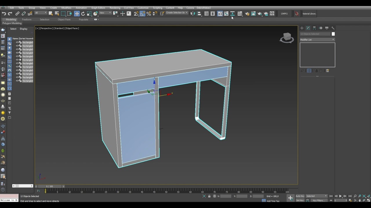 3D Max. Моделирование письменного стола IKEA Микке.