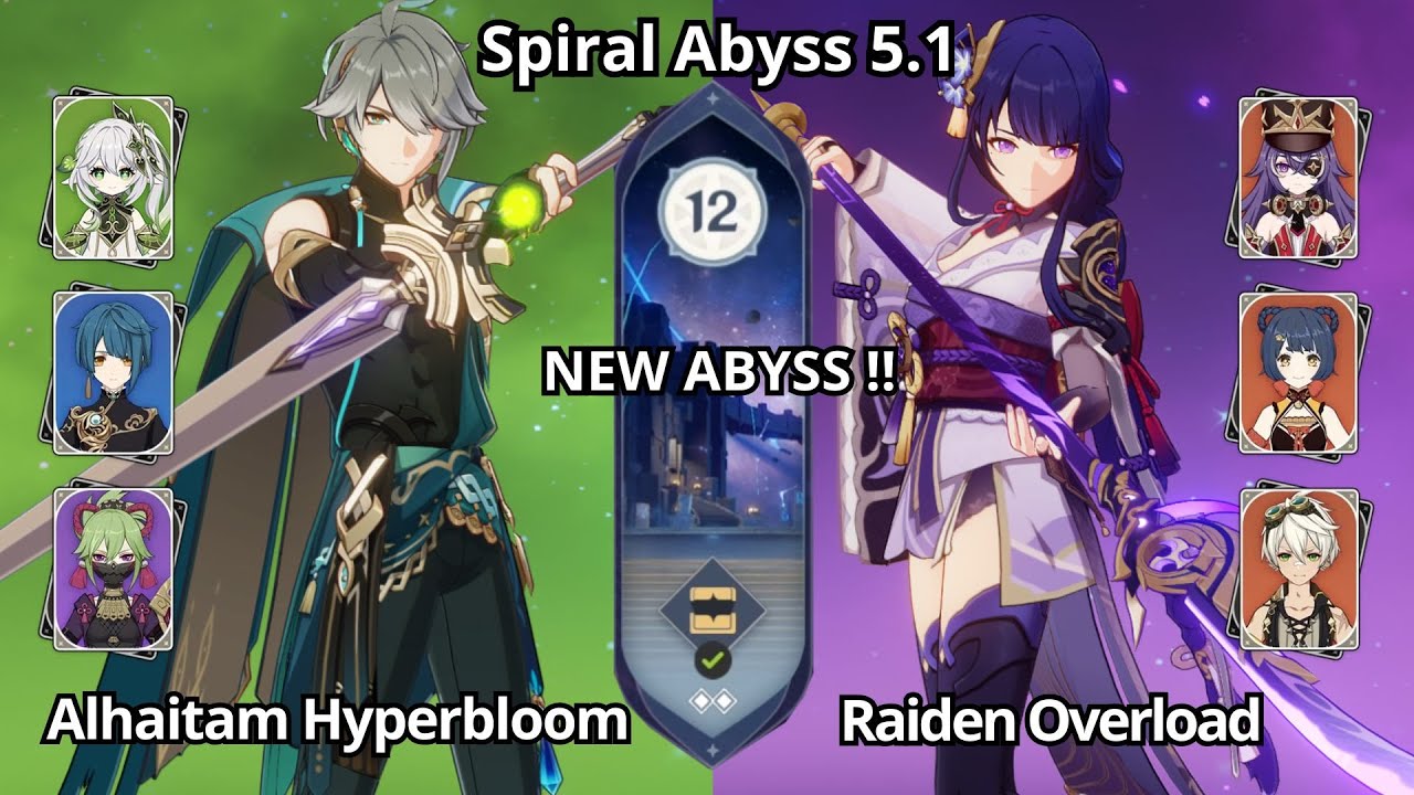 NEW !! C0 Alhaitam Hyperbloom & C0 Raiden Overload - Spiral Abyss 5.1 Floor 12 Genshin Impact