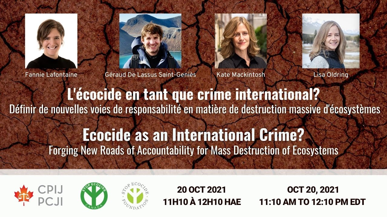 Ecocide as an International Crime | L&rsquo;&eacute;cocide en tant que crime international? -  VO