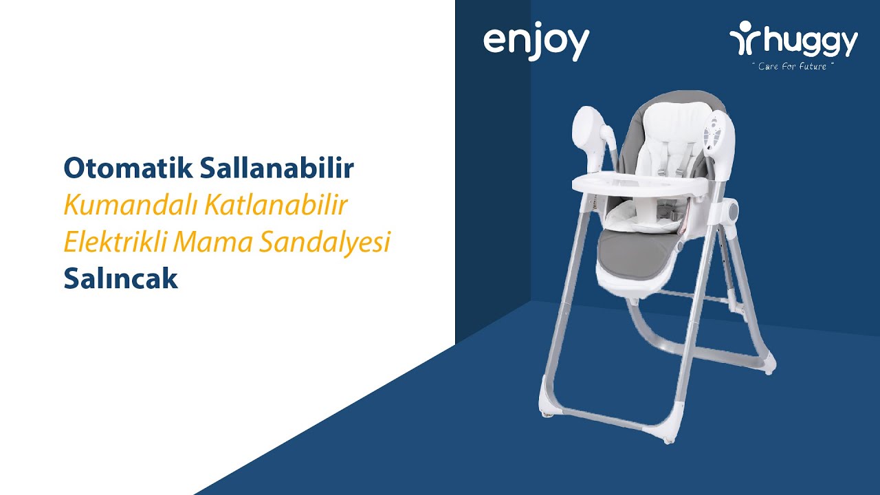Huggy Enjoy Otomatik Sallanabilir Kumandalı Katlanabilir Elektrikli Mama Sandalyesi-Salıncak