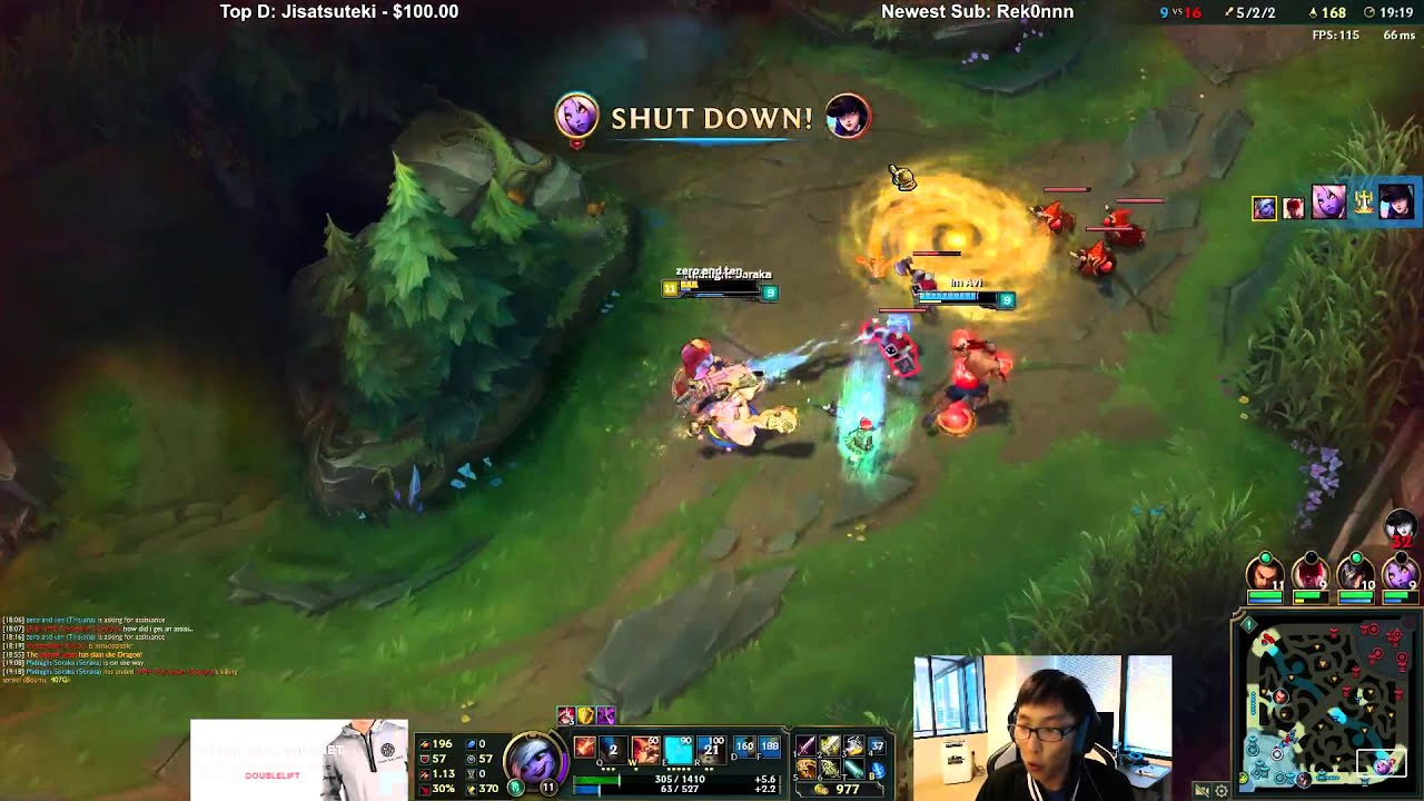 Doublelift is be carrying by Soraka (oddshot.tv)