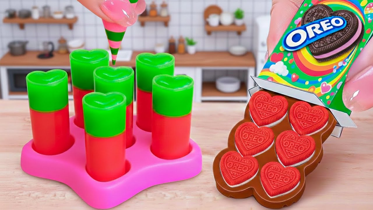 🍉 ❤️ Watermelon Heart Jelly vs Watermelon Oreo Cake 🍉 ASMR Mini Watermelon Cake