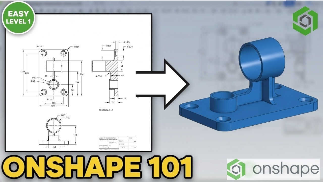 Упражнение 02 из обучающего видео OnShape для начинающих
