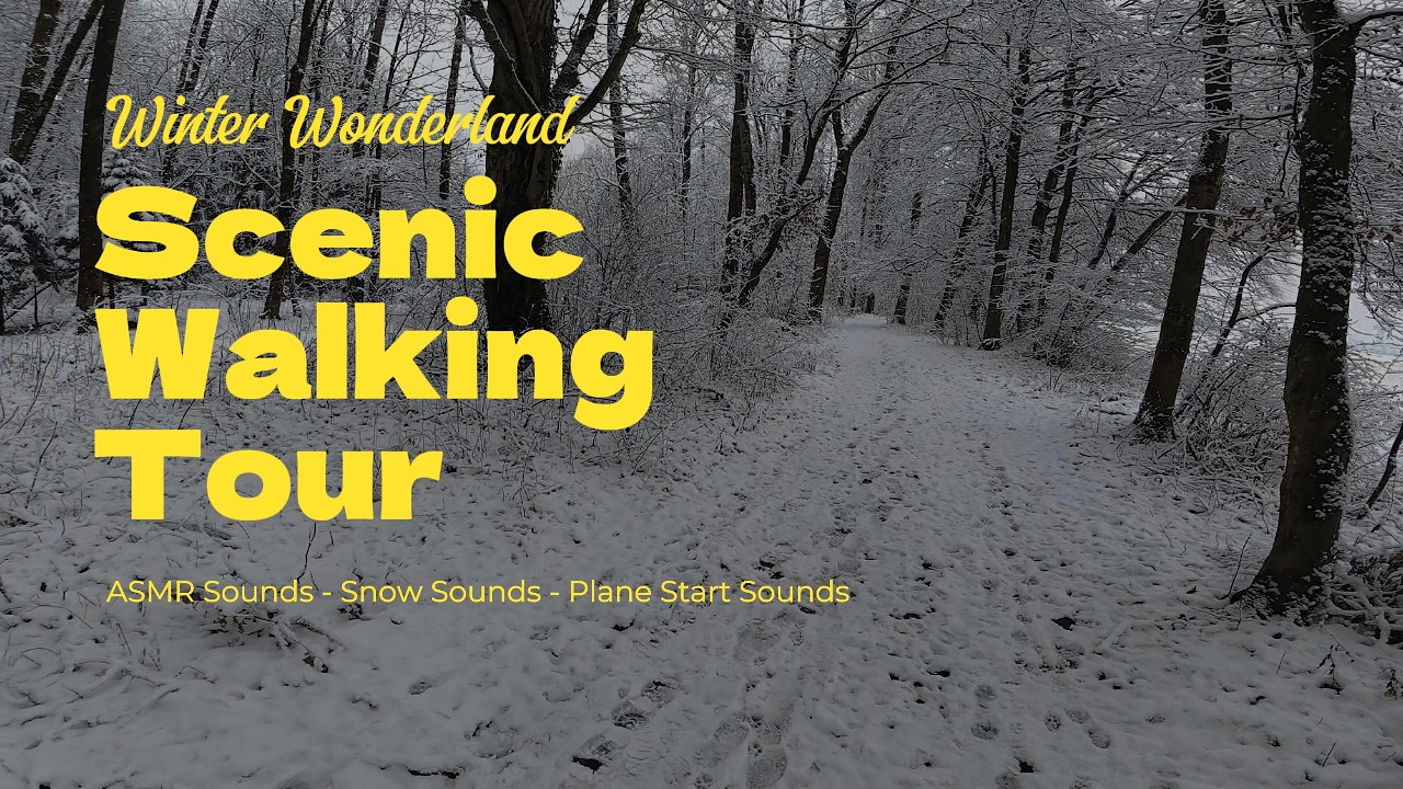 Scenic Walking Tour Winter Wonderland ASMR Sounds | snow sounds | plane starts