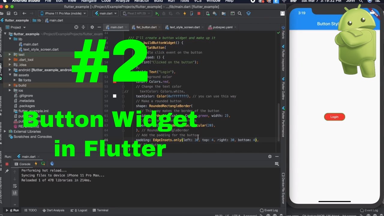 #2 How to use Button widget in Flutter  - Flutter tutorials for beginners or advanced learners